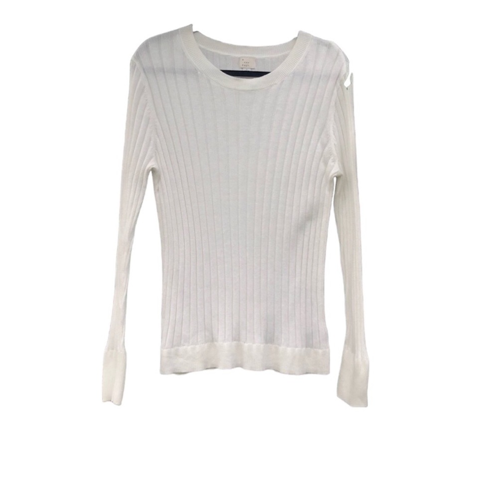 White Ribbed Sweater Women’s Stretch Sz. Large